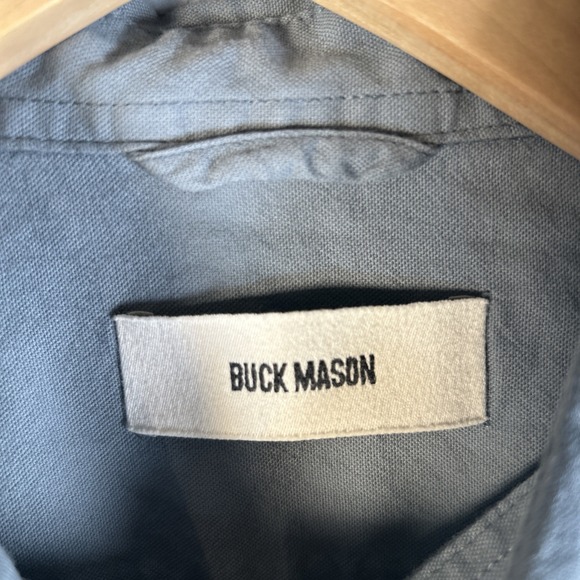 Buck Mason Shirt Mens Medium Draped Twill One Pocket Button Down Casual - Picture 3 of 9